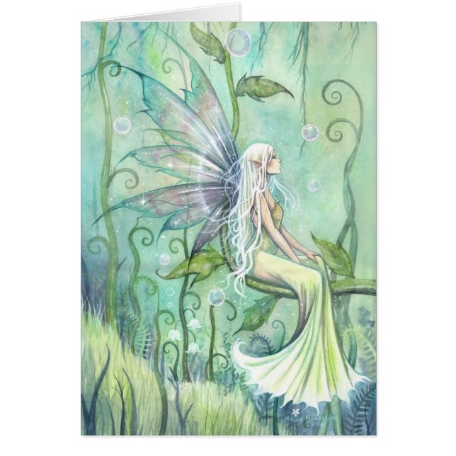 Meditation Fairy in Green Garden Fantasy Art (Front)