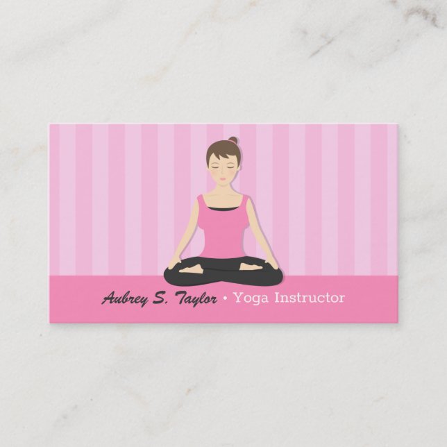 Meditation Female Yoga Instructor Business Cards (Front)