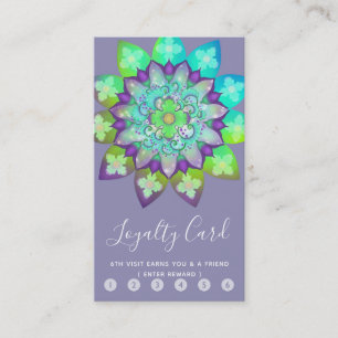 Meditation Flower Mandala in Purple Loyalty Business Card