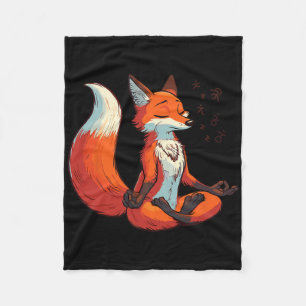 Meditation Fox Yoga Pose Relaxing Animal Fleece Blanket