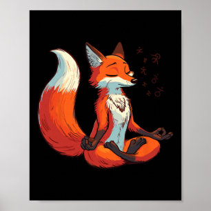 Meditation Fox Yoga Pose Relaxing Animal Poster