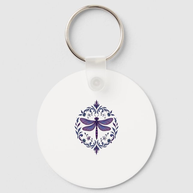 Meditation Fractal Geometry Spiritual Yoga Dragonf Key Ring (Front)