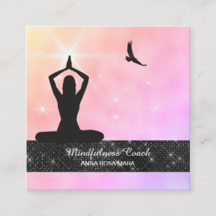 *~* Meditation Glitter Bird Eagle Pastel Yoga Square Business Card