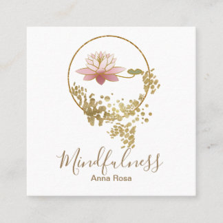 *~* Meditation Gold Glitter Lotus Mindfulness Yoga Square Business Card