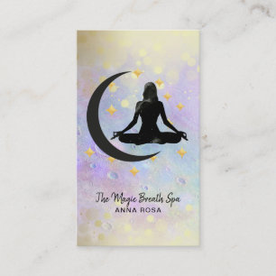 *~* Meditation Gold Woman + Moon Mindfulness Yoga Business Card