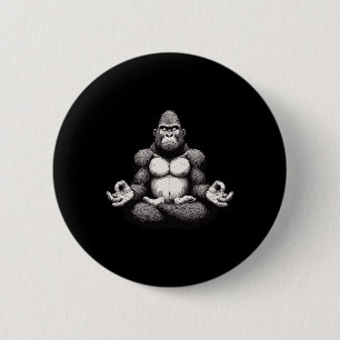 Meditation Gorilla Yoga Pose Relaxing Animal 6 Cm Round Badge