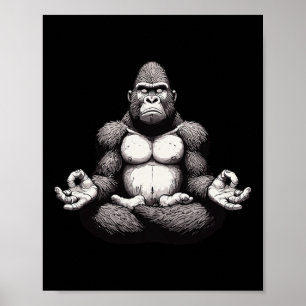 Meditation Gorilla Yoga Pose Relaxing Animal Poster