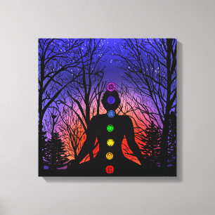 Meditation in the Park   Yoga, Trees and Sunset Canvas Print