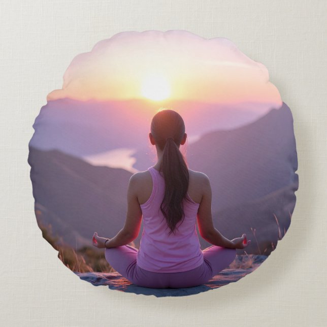 Meditation - Inner Balance - Yoga Round Cushion (Front)