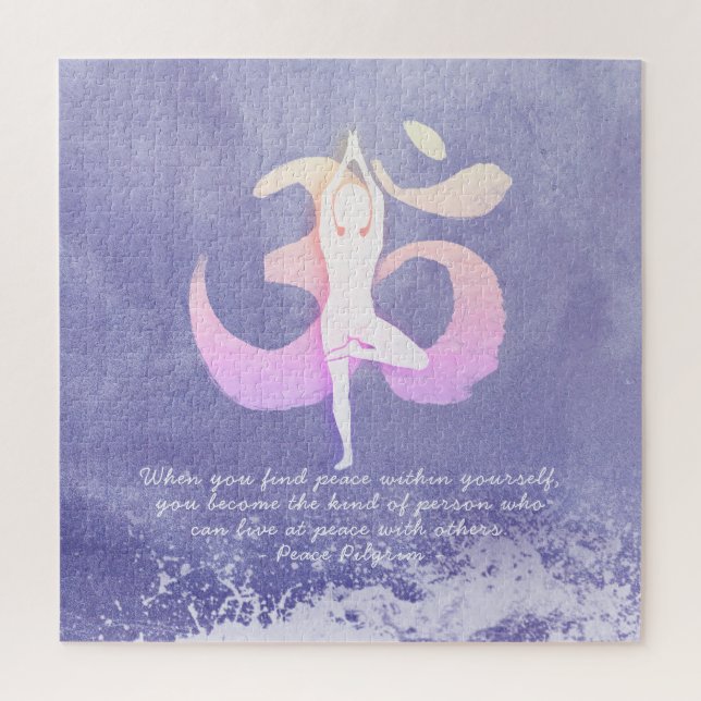 Meditation Instructor Yoga Pose OM Quote Jigsaw Puzzle (Vertical)