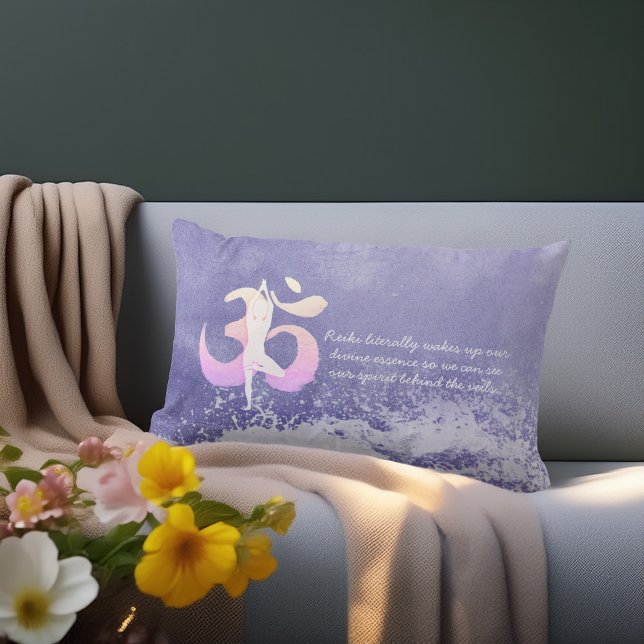 Meditation Instructor Yoga Pose OM Quote Lumbar Cushion (Creator Uploaded)