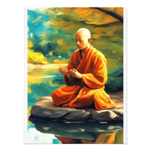 Meditation KI Gemälde buddhistischer Mönch  Photo Print