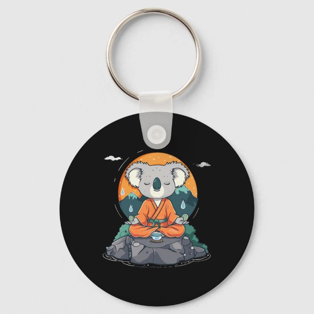 Meditation Koala Mountain Zen Buddha Buddhist Hind Key Ring (Front)