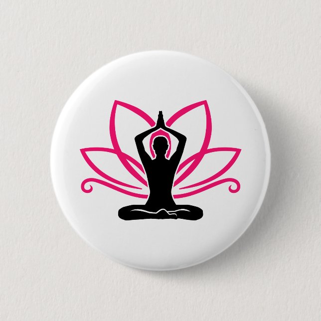 Meditation lotus 6 cm round badge (Front)