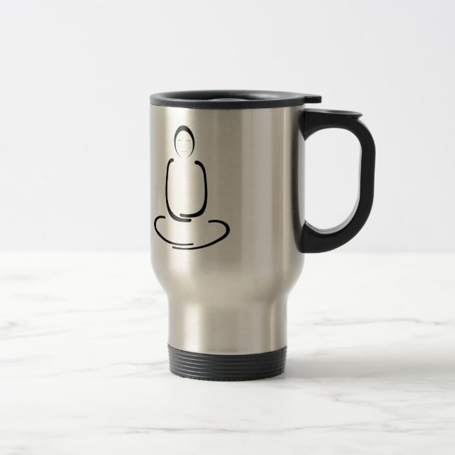 Meditation Man Black Travel Mug (Right)