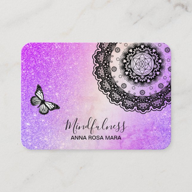*~* Meditation Mandala Butterfly Yoga Reiki Business Card (Front)