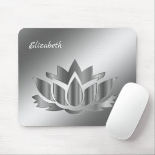 Meditation metallic silve with your name mouse pad