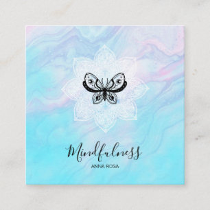 *~* Meditation Mindfulness Mandala Yoga Butterfly Square Business Card
