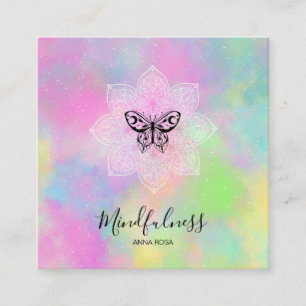*~* Meditation Mindfulness Mandala Yoga Butterfly Square Business Card