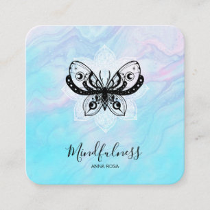 *~* Meditation Mindfulness Moth Yoga Butterfly Square Business Card