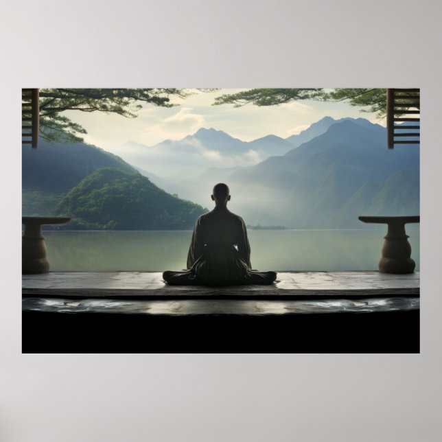 Meditation Monk Tranquil Peaceful Nature Poster (Front)