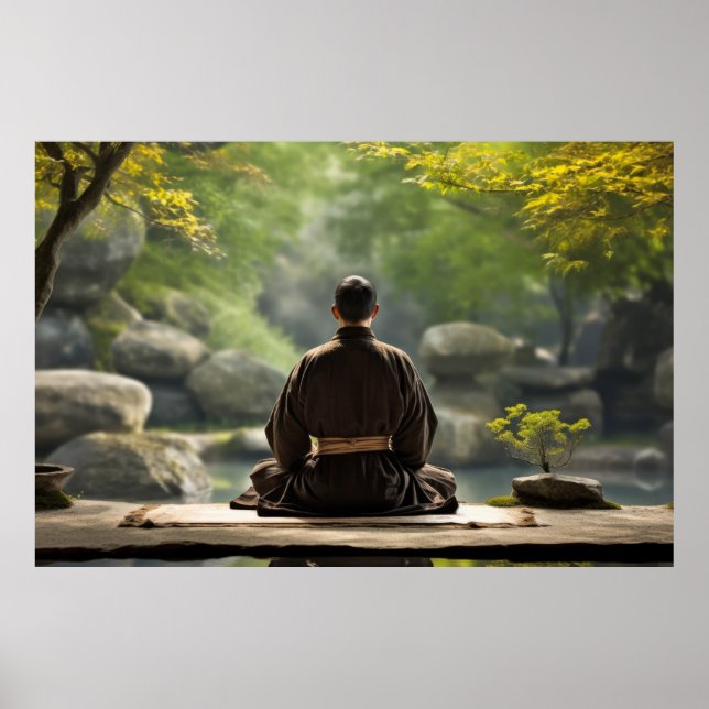 Meditation Monk Tranquil Peaceful Nature Poster (Front)