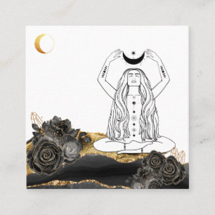 *~* Meditation Moon Luna Rose Goddess Yoga Boho Square Business Card