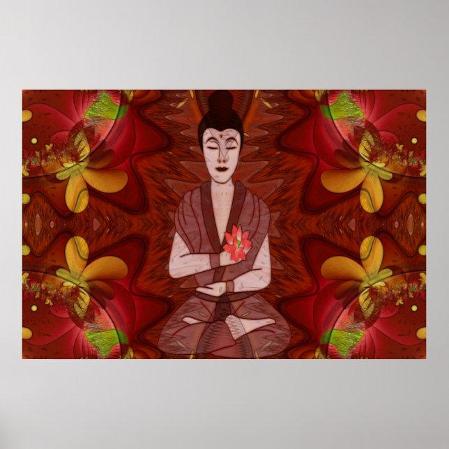 Meditation New Age Spiritual Folk Art Poster (Front)