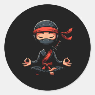 Meditation Ninja Yoga Pose Relaxing Animal  Classic Round Sticker