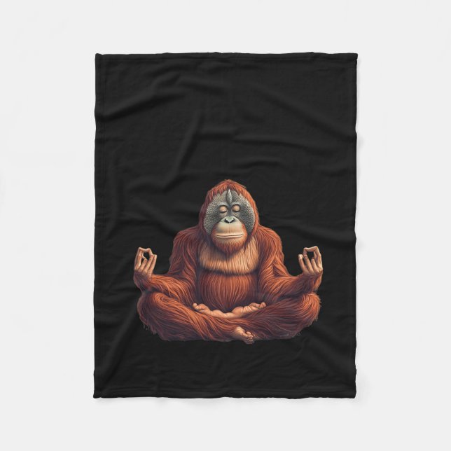 Meditation Orangutan Relaxing Mindfulness  Fleece Blanket (Front)