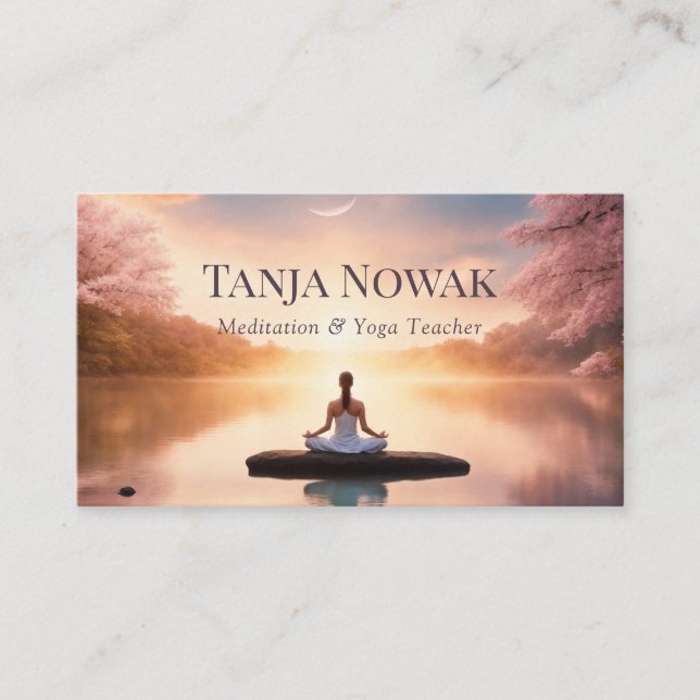 Meditation pastel lake and moon  business card (Front)