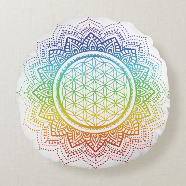 Meditation Pillow Flower of life Mandala Chakra (Front)
