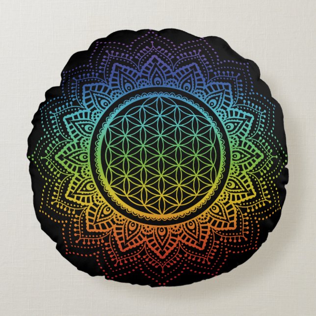 Meditation Pillow Flower of life Mandala Chakra (Front)