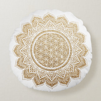 Meditation Pillow Flower of life Mandala Gold