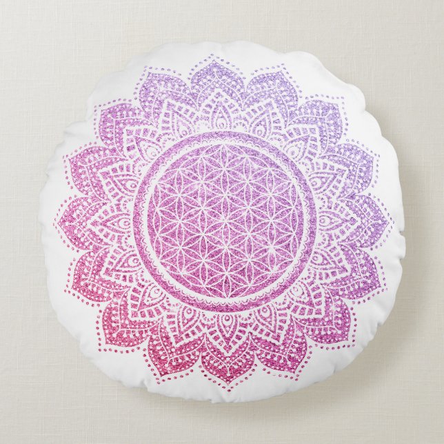 Meditation Pillow glitter pink purple (Front)