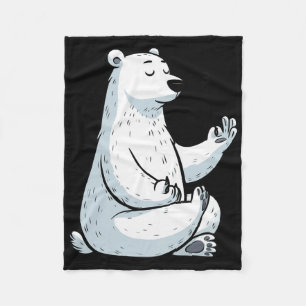 Meditation Polar Bear Yoga Pose Relaxing Animal Fleece Blanket