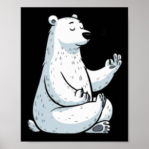 Meditation Polar Bear Yoga Pose Relaxing Animal Poster