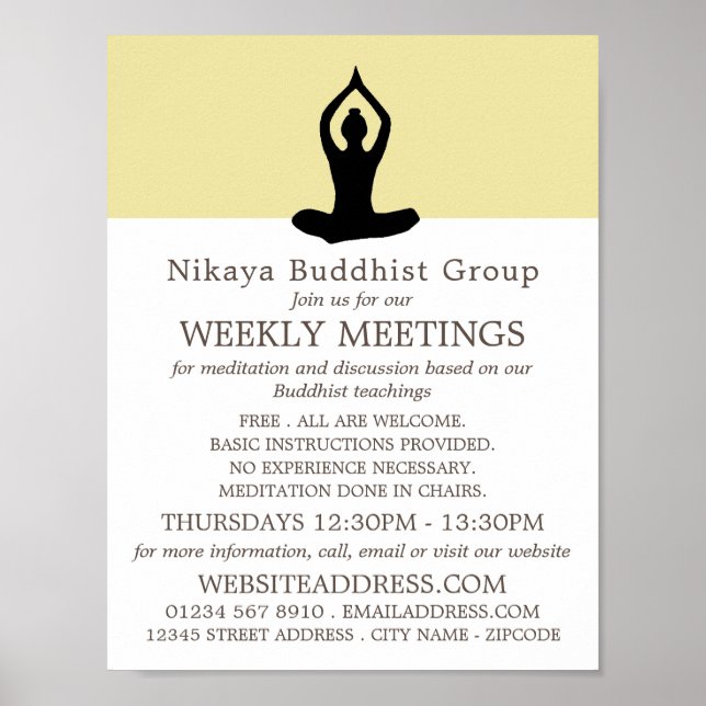 Meditation Pose, Buddhist Group Advertising Poster (Front)