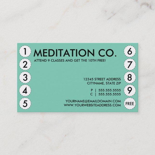 meditation punch card (Front)