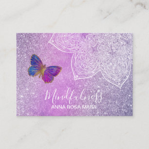 *~* Meditation Reiki Mandala Butterfly Glitter Business Card