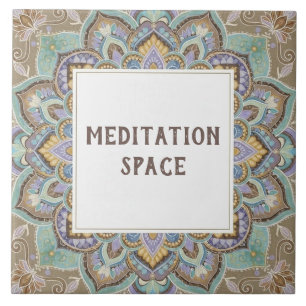 Meditation Room Space Name Plaque Sign Mandala Tile