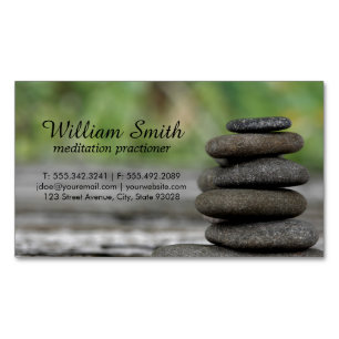 Meditation   Stacked Rocks Magnetic Business Card