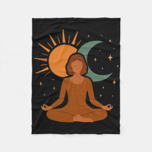 Meditation Sun Moon Yoga Spiritual Self Care Desig Fleece Blanket