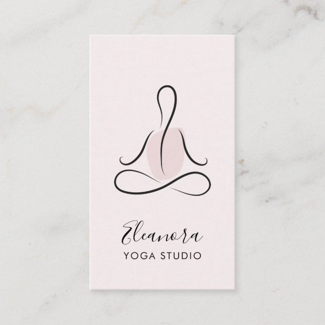 Meditation Symbol Logo Blush Pink Yoga Instructor Business Card (Front)