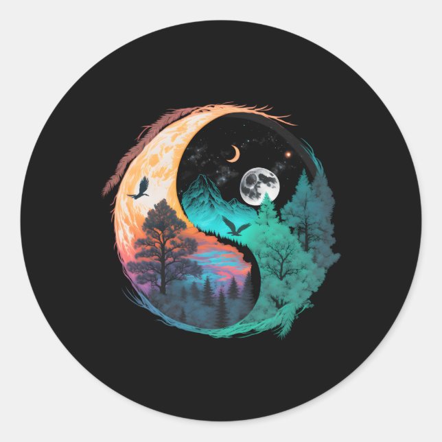 Meditation Taoism Yin Yang Symbol On Nature Taijit Classic Round Sticker (Front)