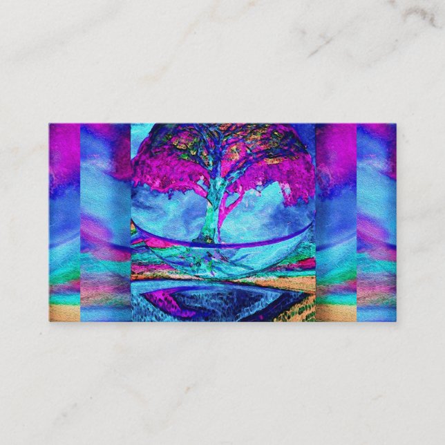 Meditation Tree of Life in Purple Business Card (Front)