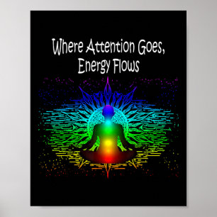 Meditation Where Attention Goes, Energy Flows Yoga Poster