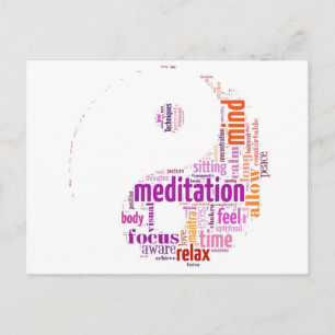 Meditation word art postcard