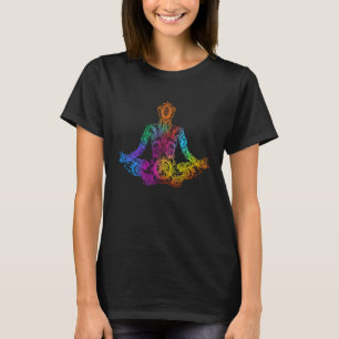 Meditation Yoga Chakra Rainbow Color Lotus Pose T-Shirt