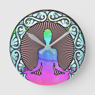 MEDITATION YOGA CIRCLE AURA RADIATIONS LOGO ROUND CLOCK